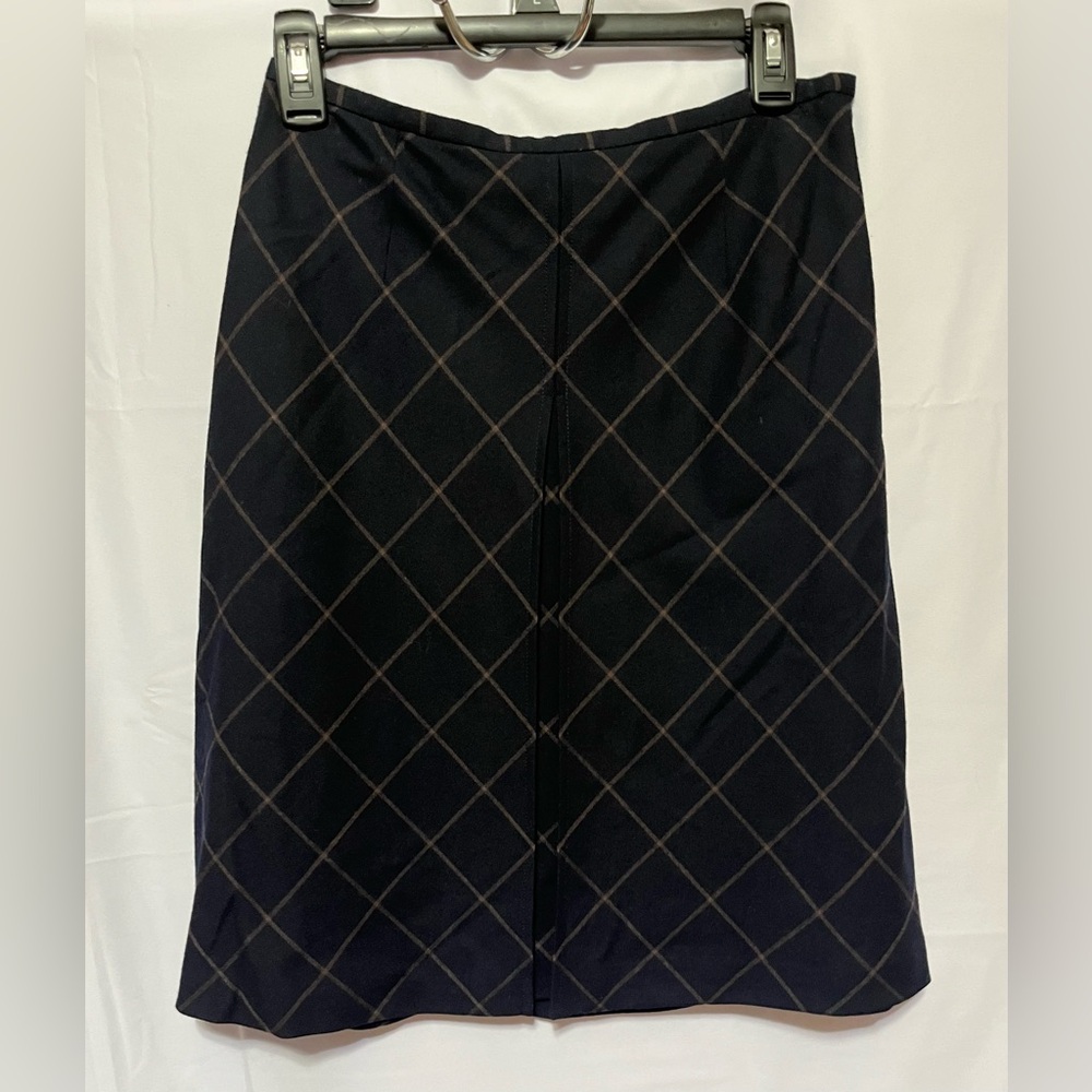 Talbots Black Pencil Skirt with Brown Plaid